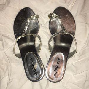 Silver kitten heels